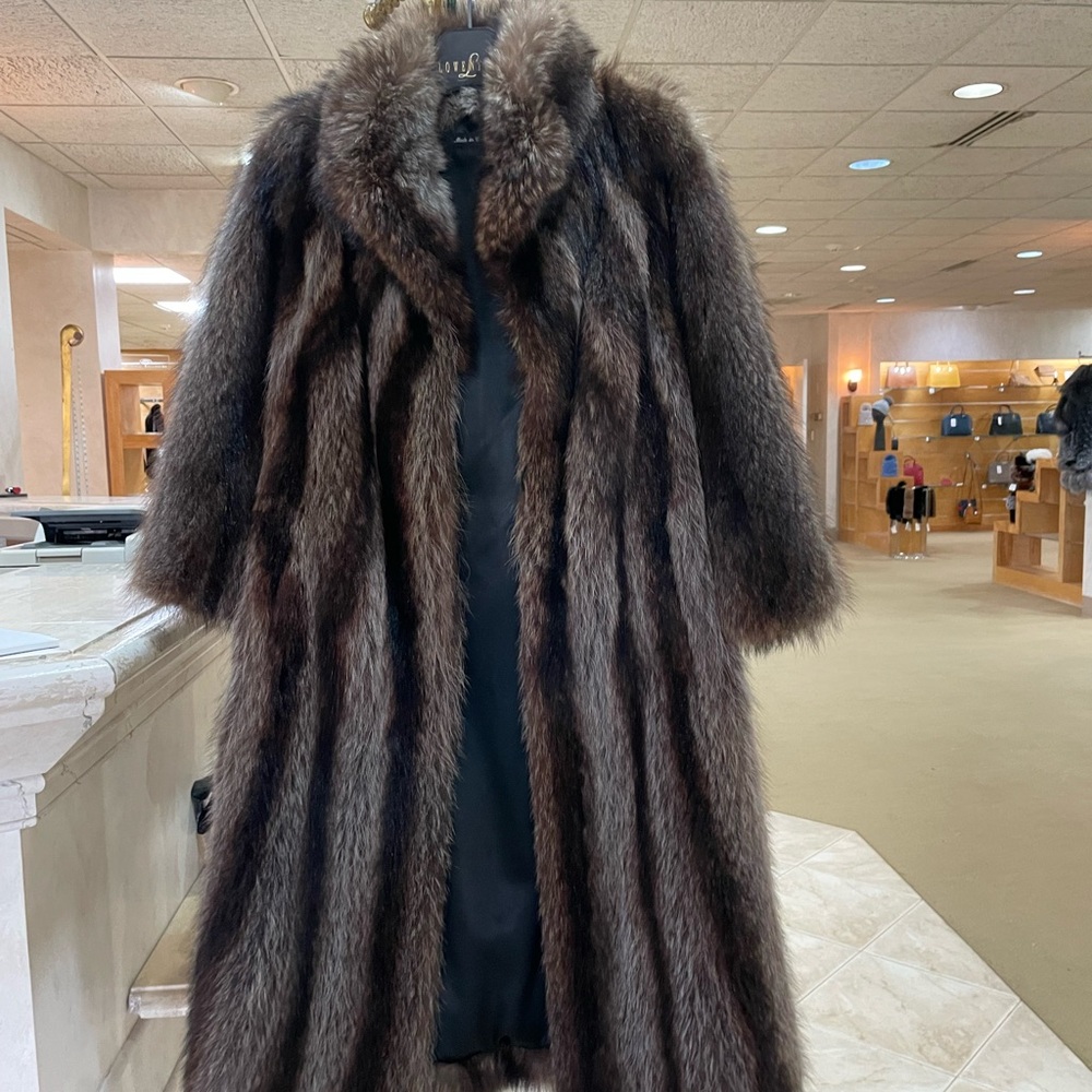 Luxurious Authentic Raccoon Fur Full Length Coat